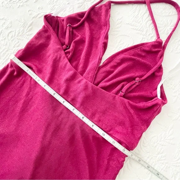 NWOT Lulus Dreamy Date Magenta Surplice Midi Dress Small - Picture 9 of 9